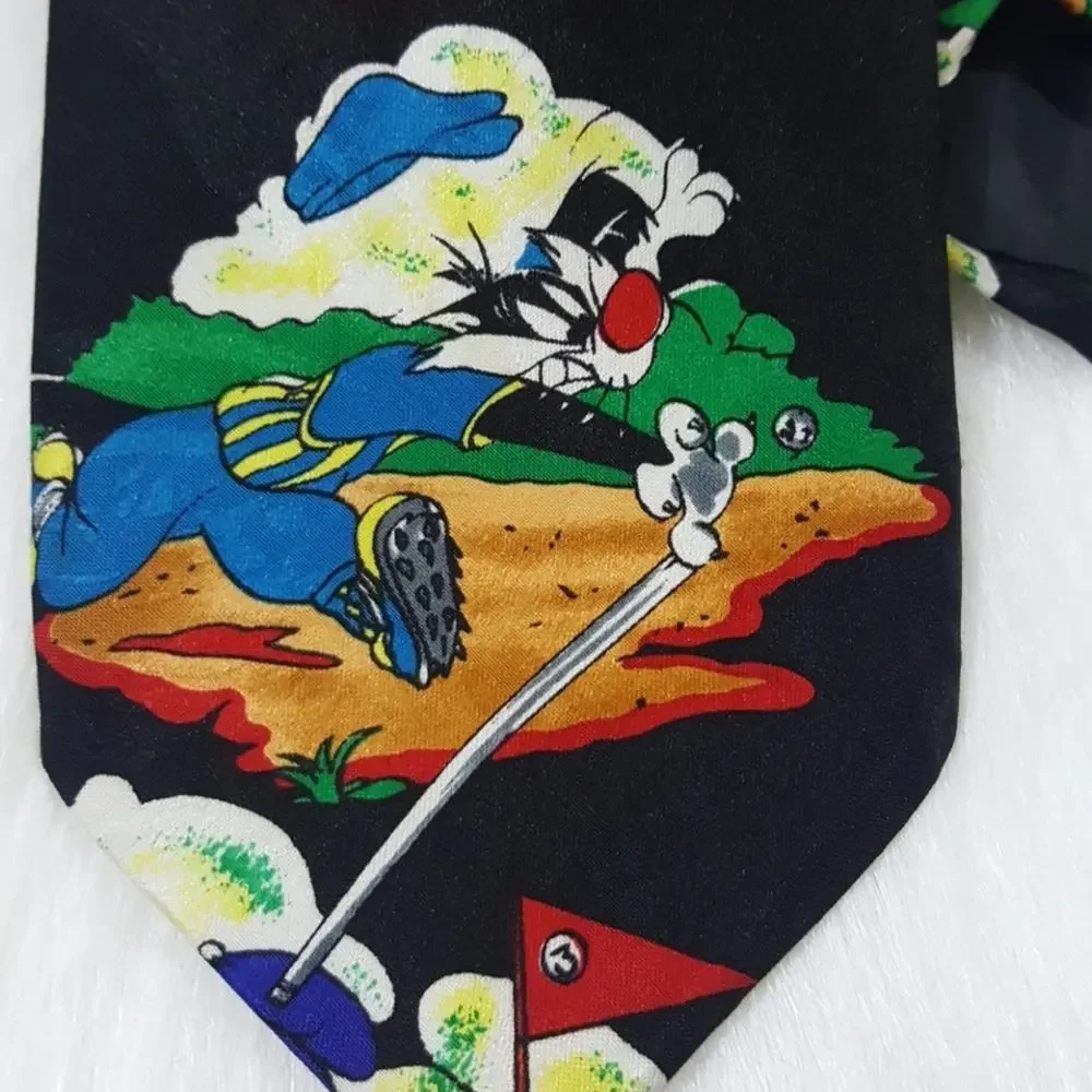 Vintage 1994 Looney Tunes Mania Bugs Bunny and‎ Friends golf theme tie